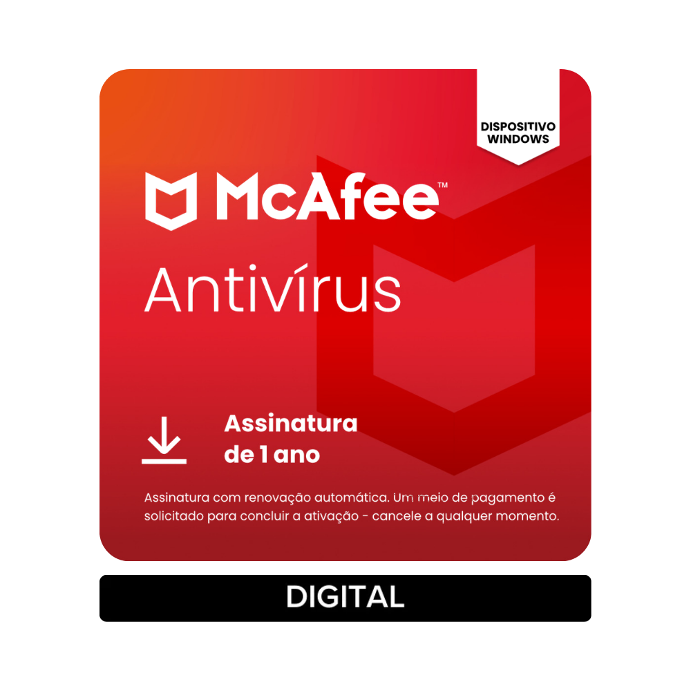 McAfee AntíVirus 1 Dispositivo PC Assinatura de 1 Ano