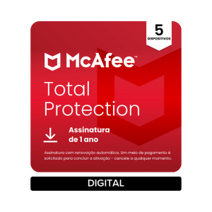 McAfee Total Protection 5 Dispositivos Assinatura de 1 Ano